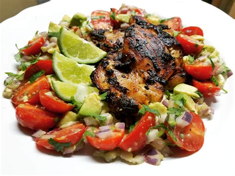 Enjoy with chips or on tacos or burritos! homemade OC cilantro-lime chicken with avocado and ...