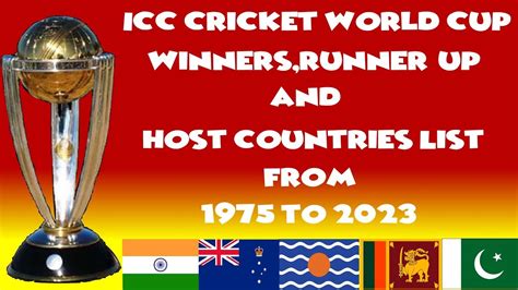 Icc Cricket World Cup Winners Runner Up And Host Countries List From