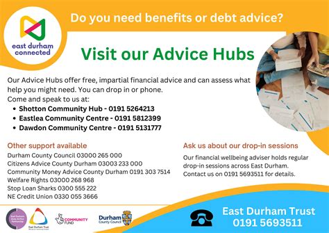 Your Financial Wellbeing - East Durham Advice Hubs (poster) by East