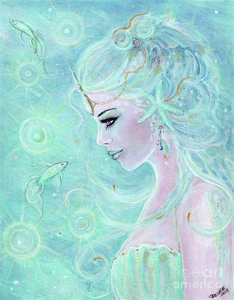 Aquamarina Mermaid Painting By Renee Lavoie