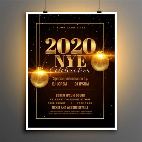 Happy new year everyone vintage card template. Free Vector | 2020 happy new year eve party flyer or ...