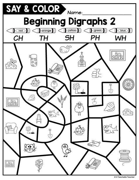 Say And Color Digraph Activities Beginning And Ending A Teachable