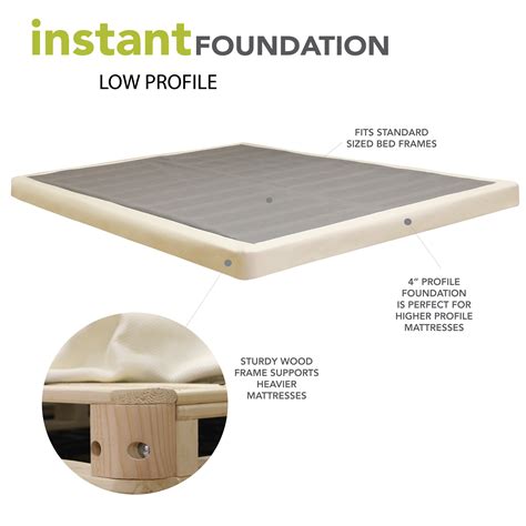 This foundation is only 4.5'' high, perfect for those with a high profile mattress, or those looking for a sleeker decorative look. Classic Brands 4" Low Profile Mattress Foundation ...