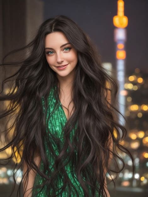 Premium Ai Image Beautiful Woman With Black Hair And Blue Eyes