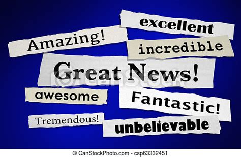 Great News Good Announcement Big Positive Result News Headlines 3d