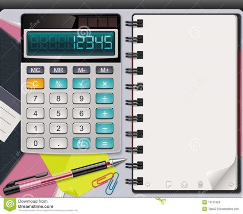 Vector Calculator With Notepad Template Stock Vector Illustration Of