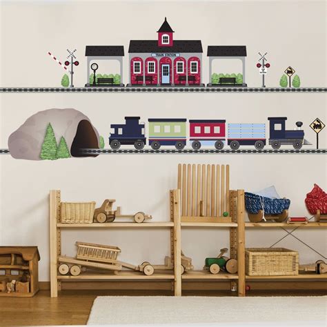 Find professional wall 3d models for any 3d design projects like virtual reality (vr), augmented reality (ar), games, 3d visualization or animation. Train Wall Decals Train Station and Tunnel, 15 ft Straight Railroad Track, Color Navy 2 | Wall ...