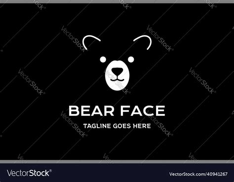 Simple Minimalist Bear Head Face Silhouette Logo Vector Image