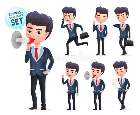 Male Business Vector Character Set Business Man Office Employee