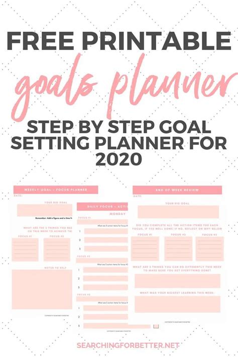 Learn to set reasonable goals with smart technology. Free Printable Goal Planner For 2020 | Goals planner ...