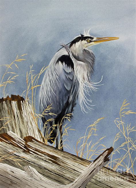Herons Windswept Shore Painting By James Williamson Pixels