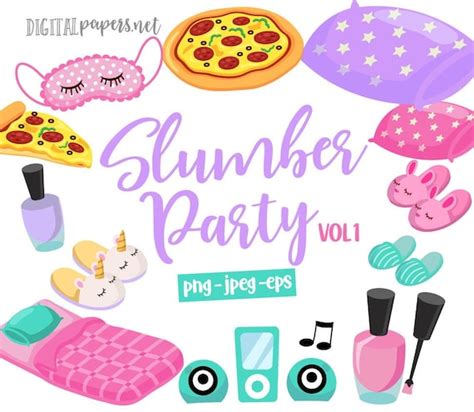 slumber party clipart pajama party sleepover clip art png etsy