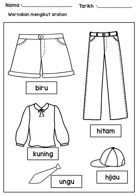 Lembaran Kerja Prasekolah Tema Pakaian Imagesee