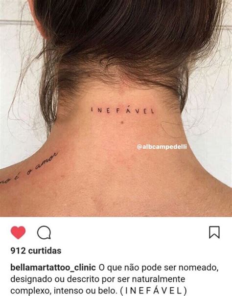 The Back Of A Woman S Neck With An Inscription On It That Reads I Love