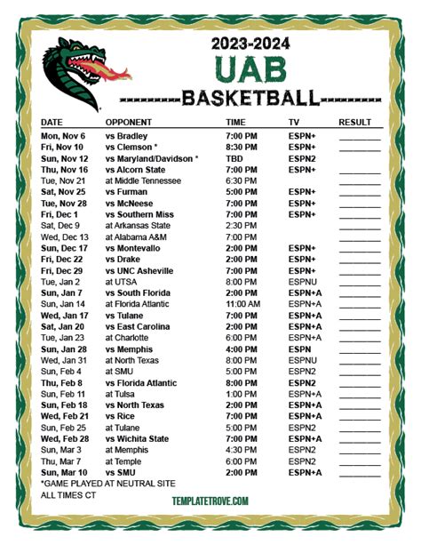 Basketball Schedule 2023 2024 Printable Image To U