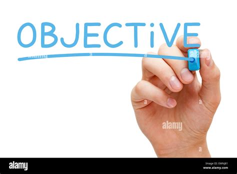 Hand writing Objective with blue marker on transparent wipe board Stock ...