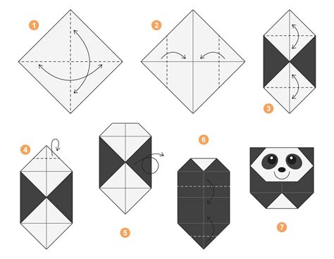 Modelo En Movimiento Del Tutorial Del Esquema De Origami Panda