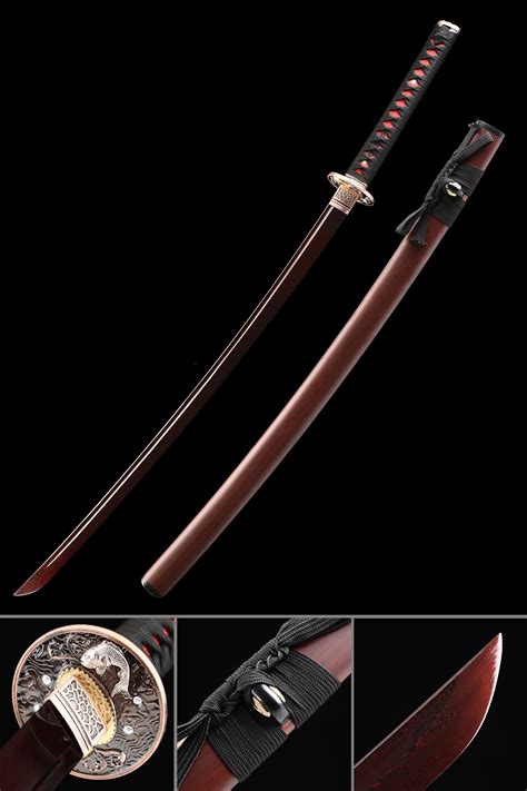Crimson Katana épée Katana Japonaise Faite à La Main En Acier Damas