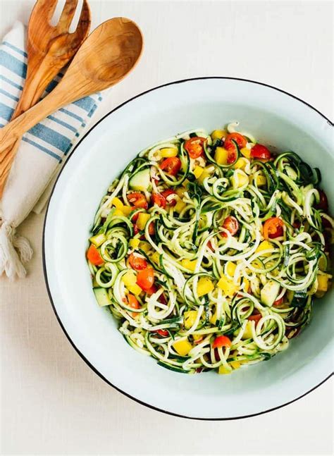 Transfer to a large bowl. Zucchini Noodle Spaghetti Salad | Eating Bird Food