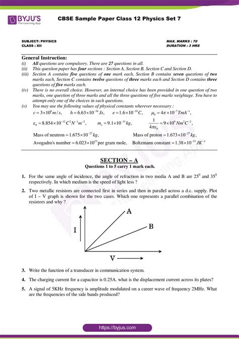 CBSE Class Physics Question Paper PDF OFF