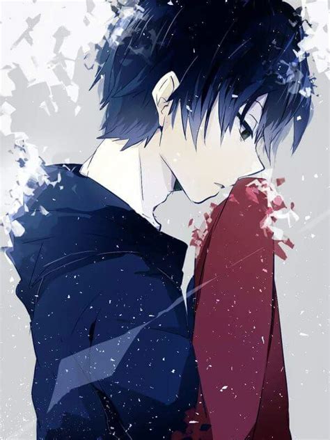 Anime Boy With Blue Hair He Is Cute Sztuka Anime