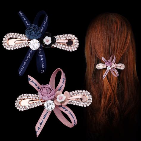 korean hair accessories rhinestone bowknot hair claws barrettes for girls ladies headwear