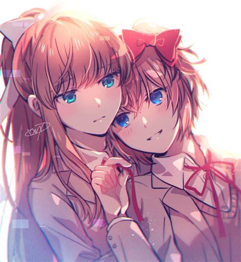 Monika And Sayori Doki Doki Literature Club Drawn By Aicedrop Danbooru