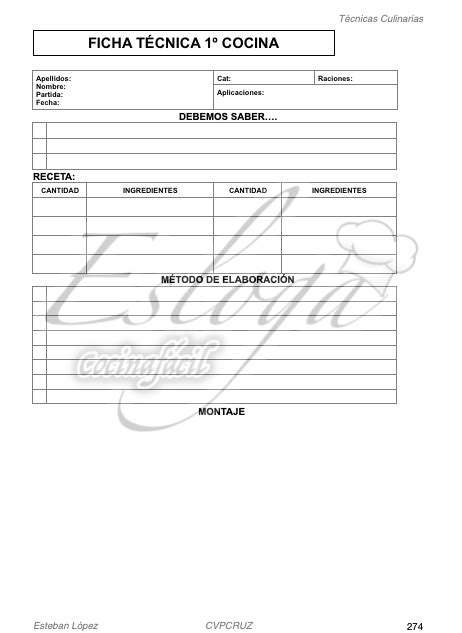 Descubrir Imagen Ficha Tecnica De Una Receta De Cocina Abzlocal Mx