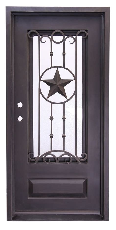 30x68 Texas Star Wrought Iron Door With Raised Panel