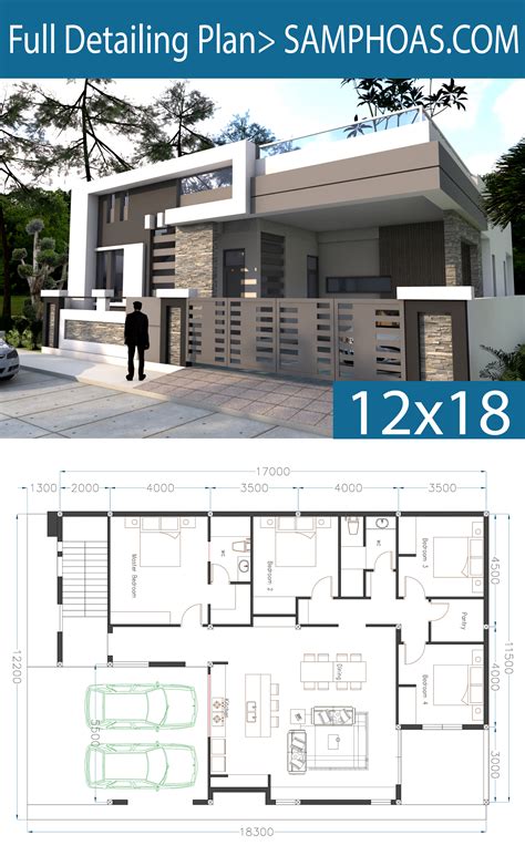 One Story House Plan 40x60 Sketchup Home Design Samphoas Plan