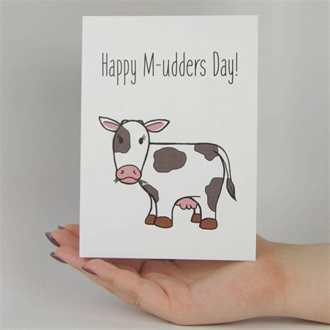 Happy M Udders Day Funny Mothers Day Greeting Card Happy Mothers Day Card Mom Cards