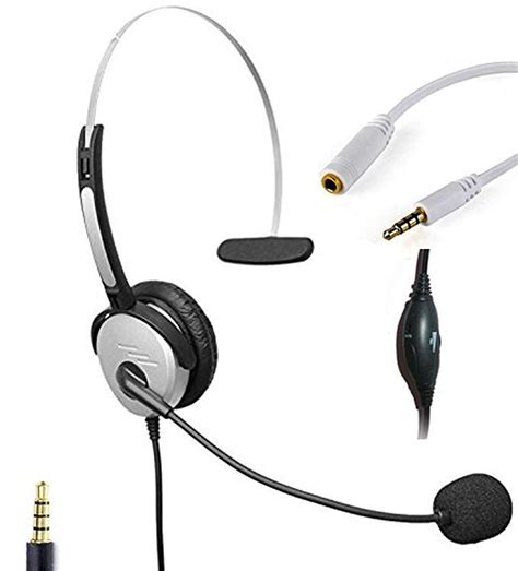 Voistek Wired Cell Phone Headset With Noise Canceling Boom Mic