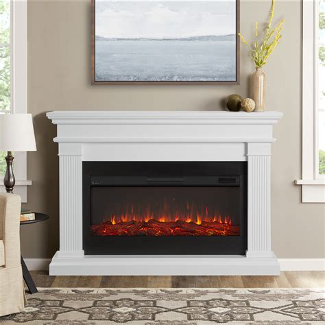 58" Beau White Electric Fireplace :: White/Ivory Electric Fireplaces