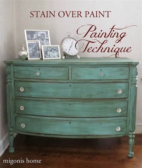 Painting Technique Stain Over Paint Furniture Makeover Stain Over