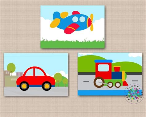 Transportaion Nursery Wall Art Baby Boy Room Decor Planes