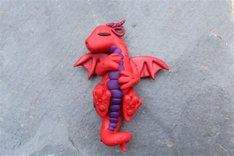 Red Sleeping Polymer Clay Baby Dragon By Ralajessr On Deviantart