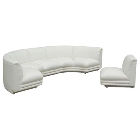 White Leather Curved Sectional Sofa Baci Living Room