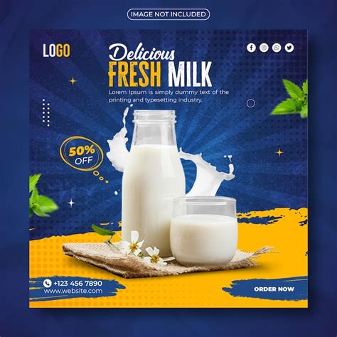 Premium Vector Modern Delicious Fresh Milk Social Media Post Template