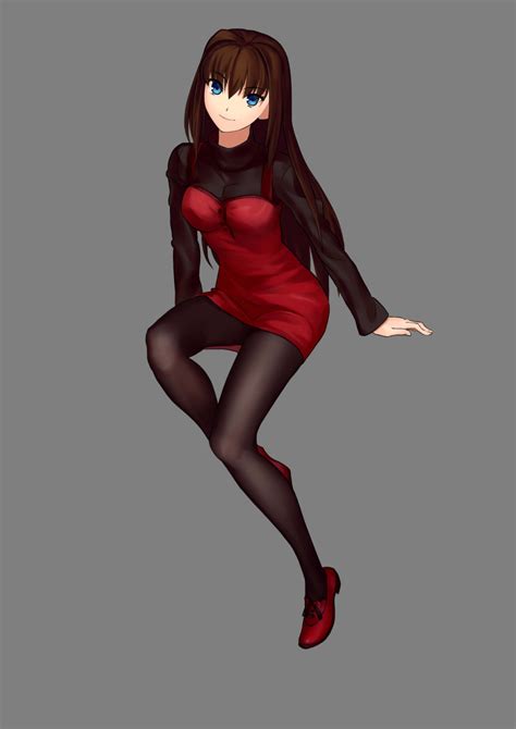 Safebooru 1girl Absurdres Aozaki Aoko Arm Support Black Legwear Black Sweater Blue Eyes Brown