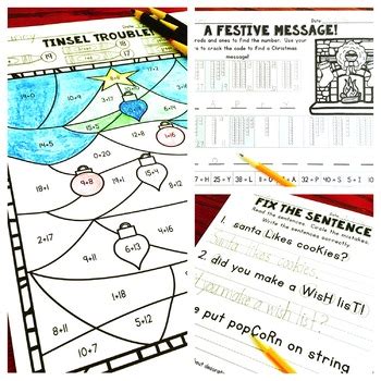 Christmas Worksheets for First Grade by Sweet Sensations | TpT
