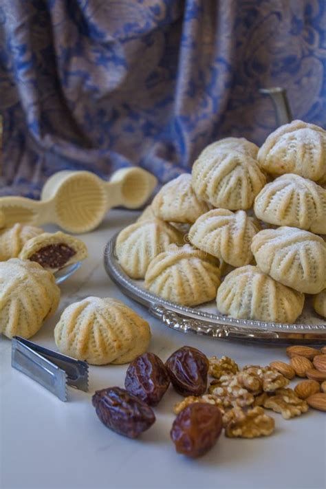 Hand Decorated `maamoul` An Arab Dessert Filled Cookies Made With