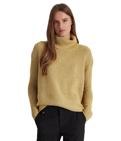 Lauren By Ralph Lauren Metallic Turtleneck Sweater In Natural Lyst