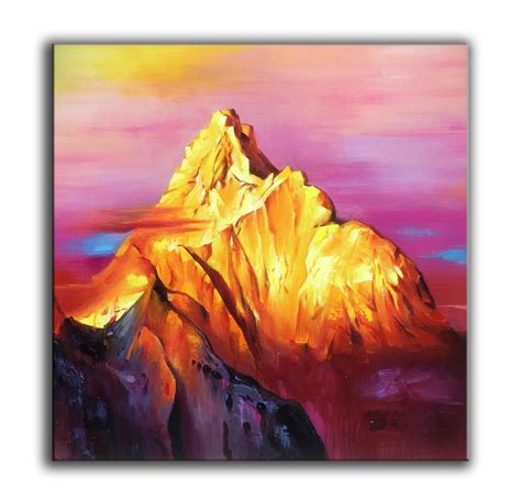 Abstract Painting On Canvas Mountain Art Paintings Wall Etsy