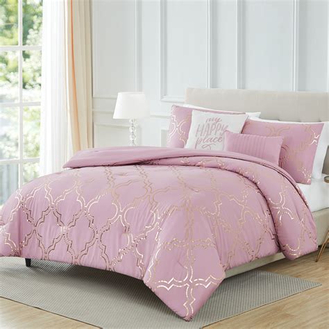 Adrianna Comforter Set With Pillows Fullqueen 5 Pieces Rose