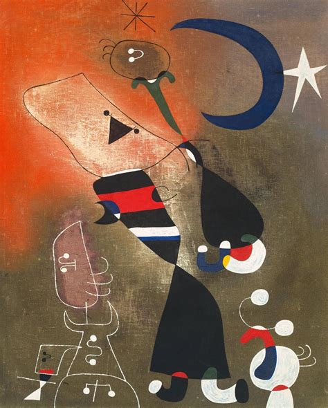 Joan Miró Women And Bird In The Moonlight 1949 Miro Paintings