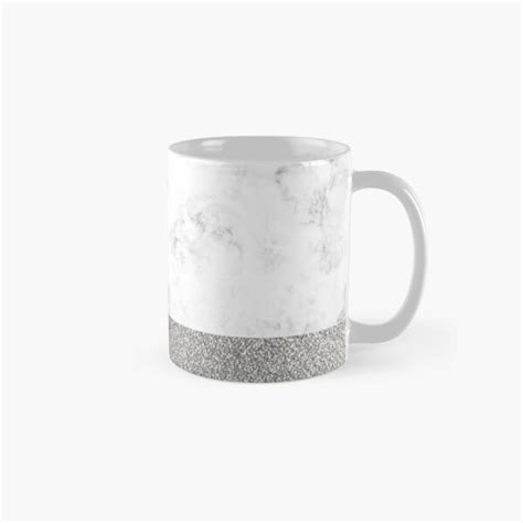 White Marble With Silver Glitter Mug By Typeitout Redbubble