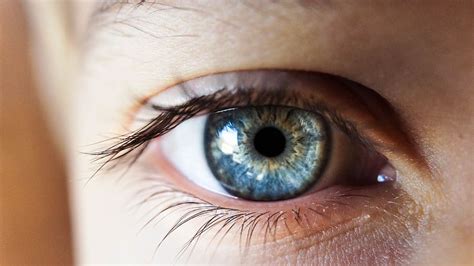 Person Opening Right Eye Blue Iris Contact Lens Skin Eyesight