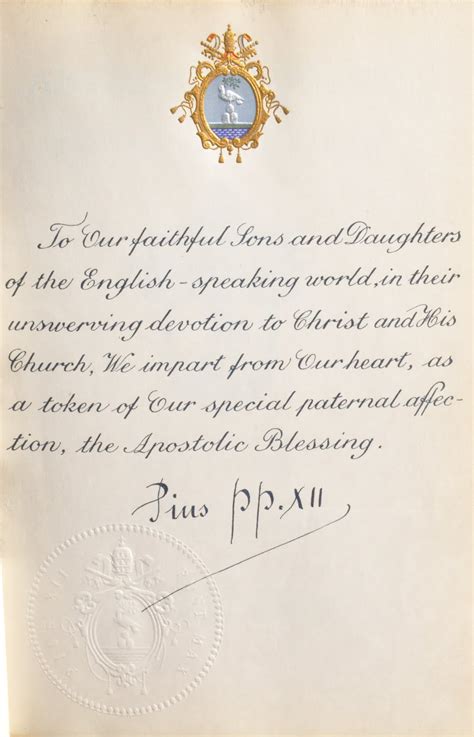 Orbis Catholicus Secundus Letter Of Venerable Pius Xii To English Speakers