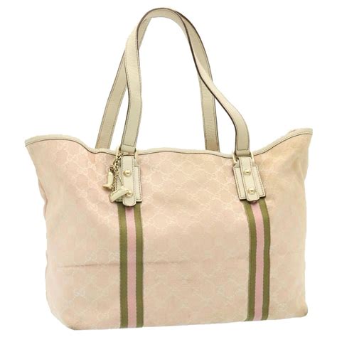 Gucci Sherry Line Gg Canvas Tote Bag Pink Auth 26041 Ref431244 Joli