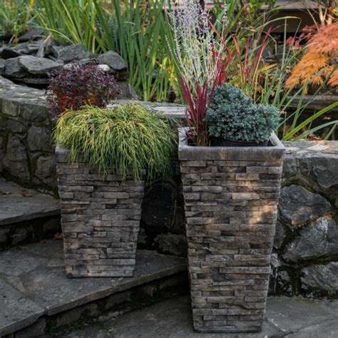 Stacked Stone Planter Large Stone Planters Large Planters Rock